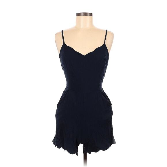 Market & Spruce SP Romper Navy Blue Shorts Cutout Snap Back Spaghetti Strap - Picture 2 of 11